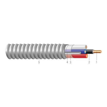 Southwire Metal Clad Building Cable, MC, 12 AWG, 3C with Ground C, Silver, Aluminum, Stranded, 600V AC 55645701