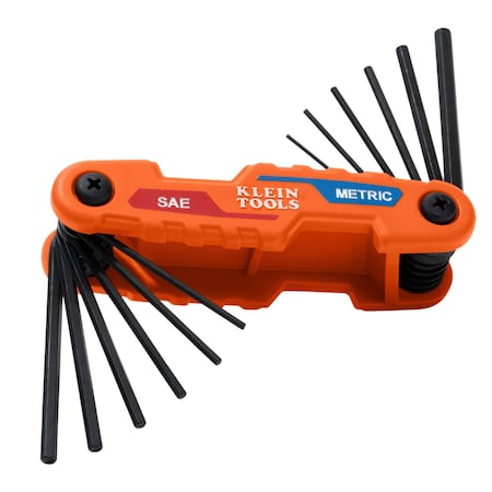 Klein Tools Hex Key Set, Comp Folding, Metric, 12-Key 70590