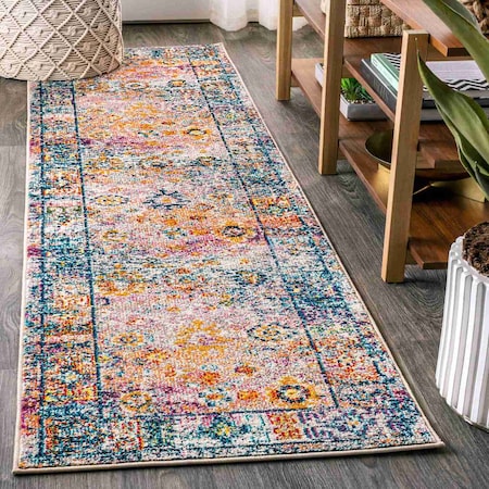Jonathan Y Bohemian FLAIR Boho Vintage Medallion Cream/Navy 2 ft. x 8 ft. Runner Rug BMF103A-28