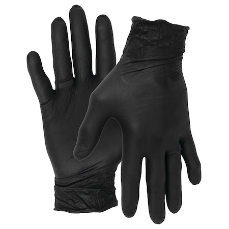 Performance Tool Black Nitrile Gloves, Large, Textured Grip, 5 mil, 100 ct W89012