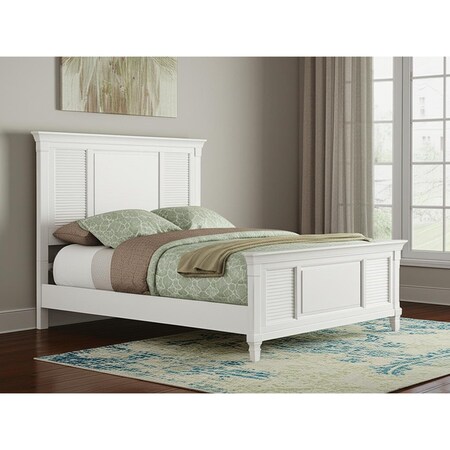 Homeroots White Ribbed Texture Solid Wood California King Bed Frame 524845