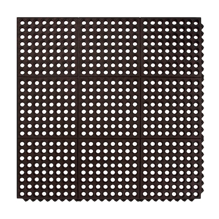 Global Industrial Interlocking Drainage Mat, 3'W x 3'L, 5/8" Thick, Black 670822
