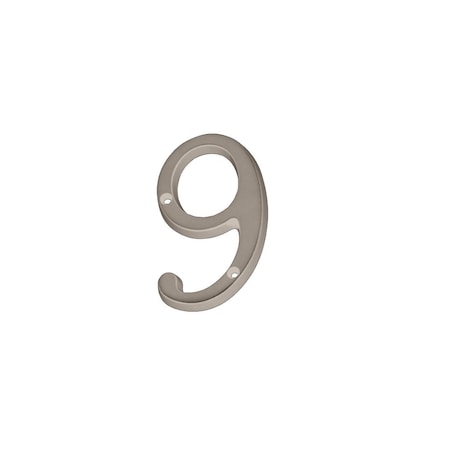 Ives House Number, Character: 9, 4 in H Character, Nickel Character, Solid Brass SC2-3096-619
