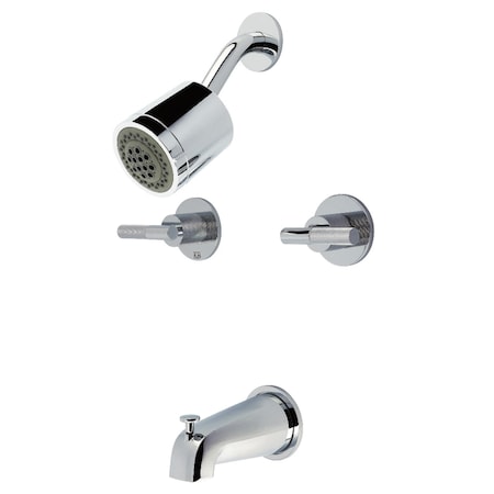 Kingston Brass Double-Handle Tub and Shower Faucet with Knurled Handle, Polished Chrome KBX8141KNL