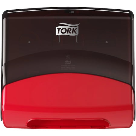 Tork Folded Wiper/Cloth Dispenser, 8.1 in L x 15-1/2 in H x 16.8 in W, Plastic, Red 6540281