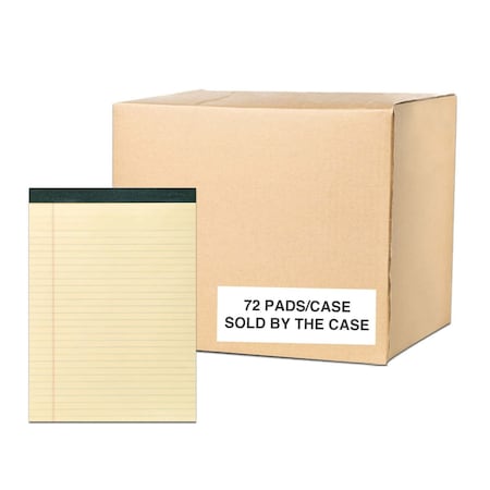 Roaring Spring Case of Legal Pads, 8.5"x11.75", 40 sheets of 15 lb Recycled Canary Paper Per Pad, Micro-Perforated, PK72 74712cs