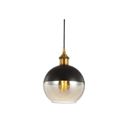 Jonathan Y Nixon 7.5" 1-Light MidCentury Modern Metal/Glass Adjustable Drop Globe LED Pendant, Brass Gold/Black JYL3513A