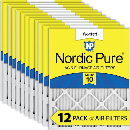 Nordic Pure 20x20x1 Pleated Air Filter, High Capacity, Electrostatically Charged Synthetic Media, MERV 10 20x20x1M10-12