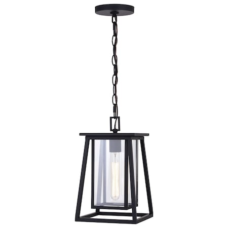 Vaxcel Blackwell Cage Frame 1 Light Black Outdoor Pendant Lantern Clear Glass T0609