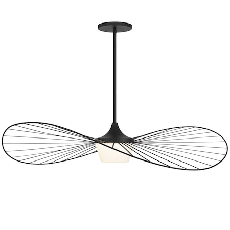 Homeroots 44" Black Aluminum Geometric Wavy LED Dimmable Outdoor Hanging Light 683461