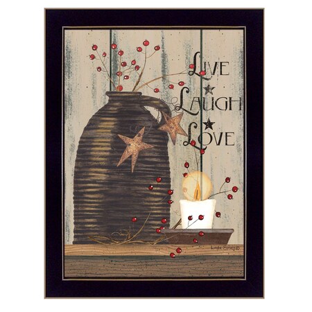 Homeroots Live Laugh and Love 1 Black Framed Print Wall Art 407441