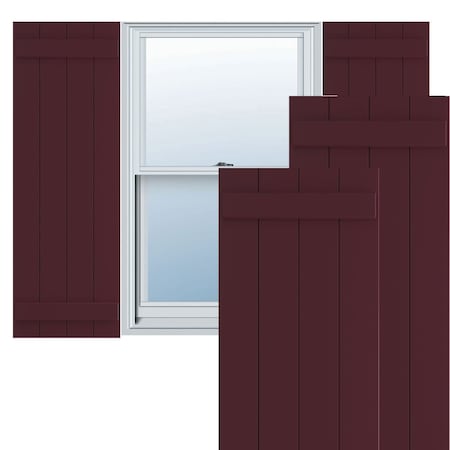 Ekena Millwork True Fit PVC, Four Board Joined Board-n-Batten Shutters, Wine Red, 21 1/2W x 47H, PR TFP101BBF21X047WR