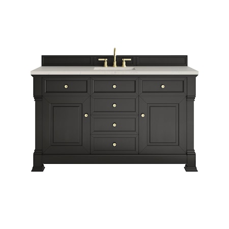 James Martin Vanities Brookfield 60" Single Vanity, Black Onyx, w/ 3 CM Siberian Silestone Top w/FreePower Wireless Charger 547-V60S-BKO-FSFR