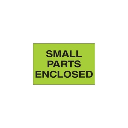 Bubblefast 2 x 3'' - ''Small Parts Enclosed'' Fluorescent Green Labels BFDL1625