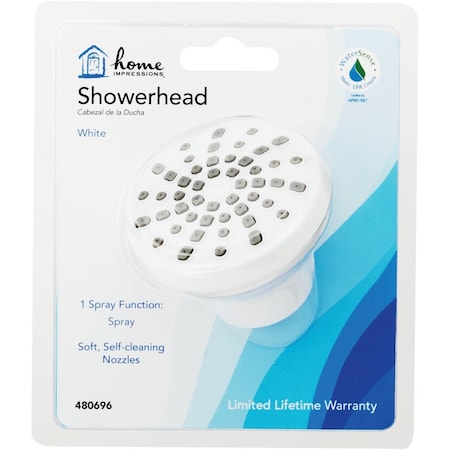 Home Impressions 1-Spray 1.8 GPM Fixed Shower Head White 721801WH