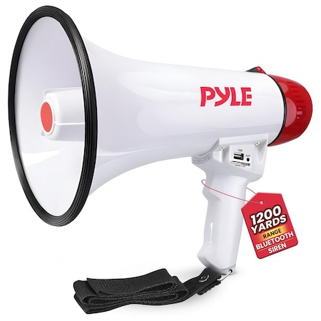 Pyle 40W Megaphone Speaker PA Bullhorn with Built-In Siren, Bluetooth, Adjustable Volume Control & PMP42BT