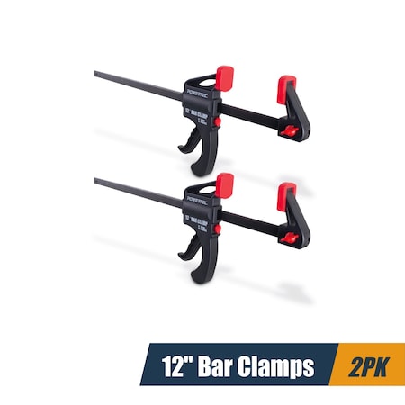 Powertec 12" Bar Clamps/Spreaders, One-Handed Ratchet Quick Grip Clamp for Woodworking, 2PK 71594