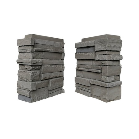 Durakwik Stone Siding Corner, 13 in L, 10 in W, 4 in Thick, Interlocking Edge, Stacked Stone Profile, 4PK 310ATC