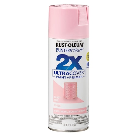 Ultra Cover 2X 12 Oz Rust-Oleum Brands Candy Pink Enamel Spray Paint, Gloss 334028