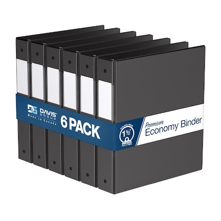 Davis Group Premium Economy, Round Ring, Binder, (Black, 1.5"), PK6 2312-01-06