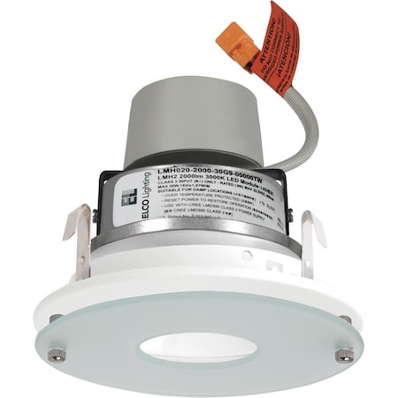 Elco Lighting 4in LED Module & Driver, Drop Glass Trim, 850lm, Sunset, Haze with White Trim E412R08SDH