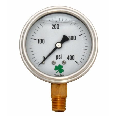 Zenport Glycerin Liquid Filled Pressure Gauge, 400 PSI LPG400
