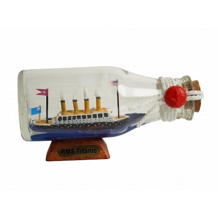 Handcrafted Model Ships 3 x 2 x 5 in. Titanic Model Ship in a Glass Bottle Titanic-Bottle-5