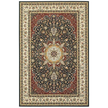 Oriental Weavers 3 ft. 10 in. x 5 ft. 5 in. Kashan Traditional Area Rug, Navy K119U1117165ST
