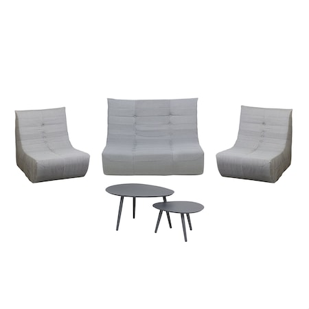 Deko Living 5 Piece Gray Outdoor Compressed Foam Loveseat Sofa Chairs and Table Set COP30019
