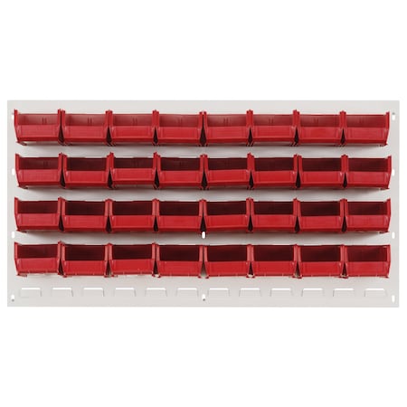 Quantum Storage Systems 36X19 HC LOUVERED PANEL W/32 BINS RED QLP-3619HC-220-32RD