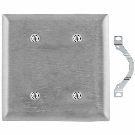 Hubbell Wiring Device-Kellems Wallplates and Boxes, Metallic Plates, 2- Gang, Blank, Standard Size, Stainless Steel SS24
