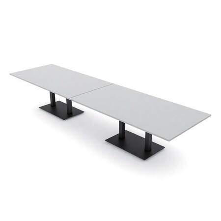 Skutchi Designs Rectangle Conference Table With Power Unit, 48 in W, 168 in L, Grey HAR-REC-48X168-DOU.BK-U779-NA