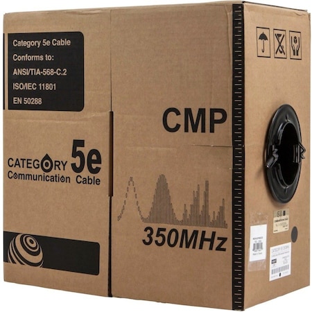 Monoprice Data Cable, Cat 5e, 24 AWG, 1000ft, Black 12806