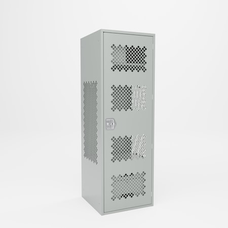 Pucel Athletic Gear Locker, 24 in W x 72 in H x 24 in D, 2 Drawers, Perforated Door, Top Cabinet, Gray GL-2472-24-DR2-DT