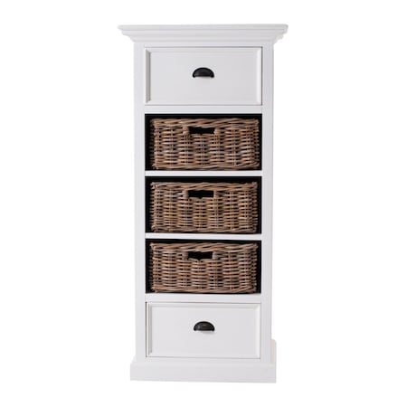 Homeroots 52in White Two Drawer Storage Cabinet With Baskets 397848