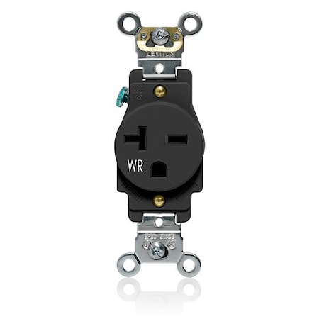 Leviton Single Receptacle, 20A, Black, 250V W5461-E