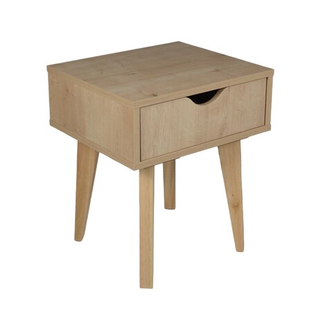Homeroots 18" Natural Solid Manufactured Wood and Wood One Drawer Nightstand 489238
