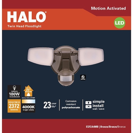 Halo Bronze Motion Activated 23.9W LED Floodlight Fixture ESF2A4MB