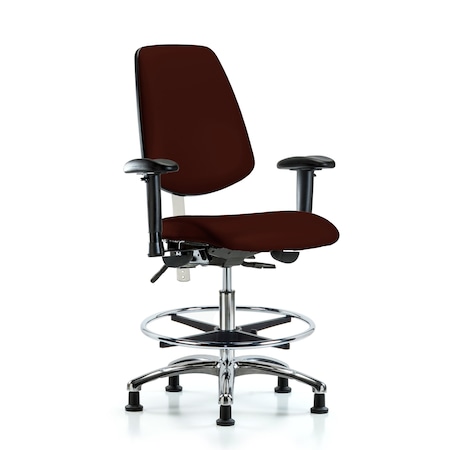 Blue Ridge Ergonomics Clean Room Chair Vin Med Ben Chair, Med, Bk, Burg, CL100, Adjustable Arms, 22" to 29" Height, Vinyl BR-NCR-VMBCH-MB-CR-T0-A1-CF-RG-8569