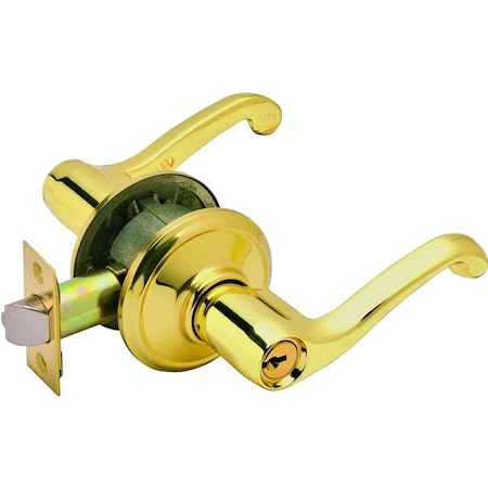 Schlage Flair Series Entry Lever Lockset, Brass, Brass F51A V FLA 505