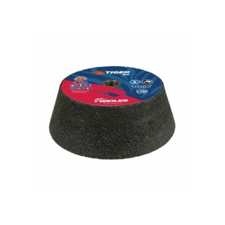 Weiler Tiger Flaring Cup Wheel, 6 in/4-3/4 in dia x 2 in T x 5/8 in-11 Arbor, 1 in Rim, 16 Grit, AO, 5PK 804-68356