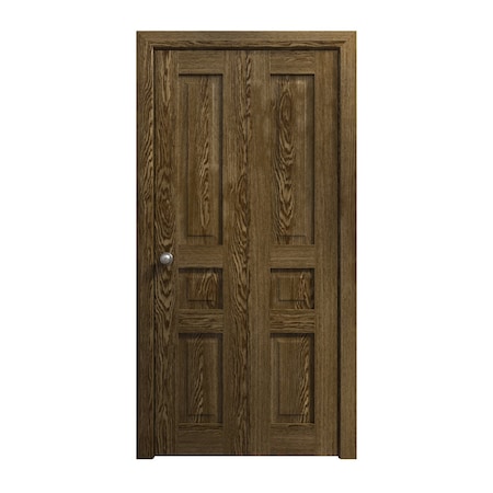 Sartodoors Sliding Closet Bi-fold Doors 36 x 80 inches, Ego 5012 Marble Oak, Sturdy Tracks Moldings Trims Har EGO5012BF-DMR-36x80 (2* 18x80)