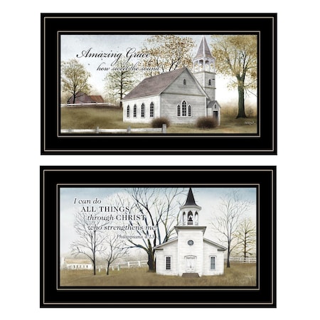 Homeroots Set Of Two Amazing Grace 4 Black Framed Print Wall Art, 2PK 406654