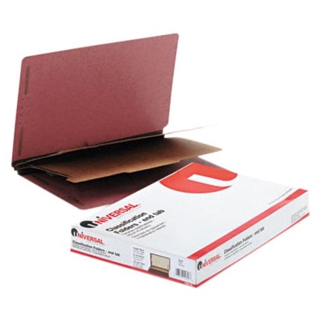 Universal Pressboard End Tab Classification Folders, Legal, Six-Section, Red, 10/Box 10316