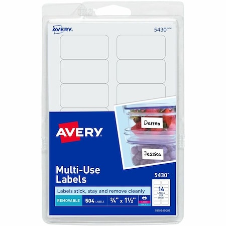 Avery Print or Write Removable Multi-Use Labels, 3/4 x 1-1/2, White, 504/Pack 5430
