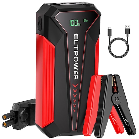 Edendirect 2000A Peak Auto Car Jump Starter with LED and USB Quick Charge IR-A20E-RD