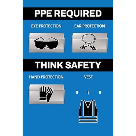 Visual Workplace PPE Shadow Board, Blue, 24 in H 30-1910-3624-P30803