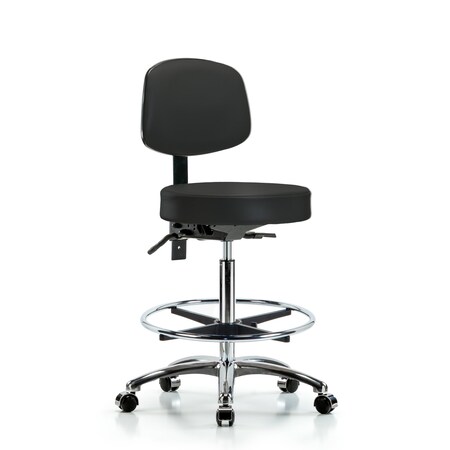 Blue Ridge Ergonomics Ben Stool, Hi, Vinyl, Bk, CF, Cast, BLK BR-VHBST-CR-T1-CF-CC-8540