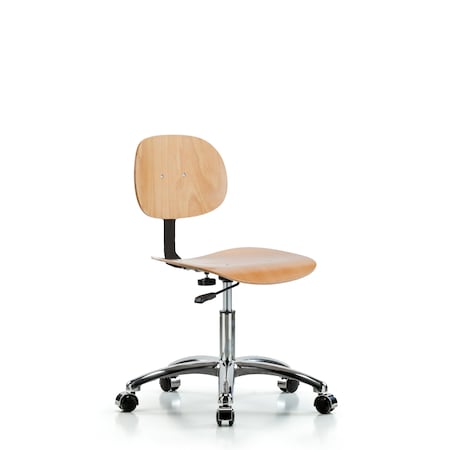 Blue Ridge Ergonomics Wood Chair Chrome - Desk Height with Casters WDHCH-CR-CC