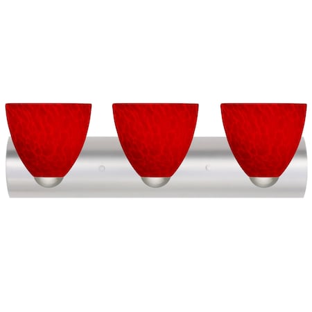 Besa Lighting Besa, Sasha Vanity, Red Cloud, Satin Nickel Finish, 3x60W E26 base 3WZ-7572RC-SN